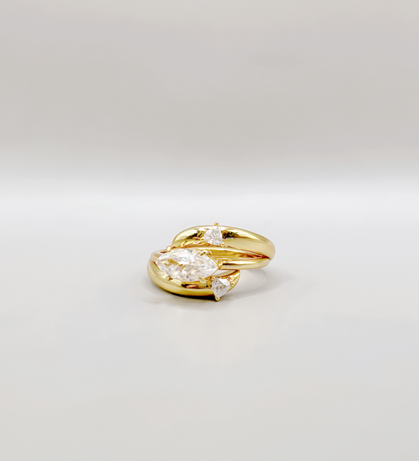 18K Gold Plating Two Piece Four Style Ring