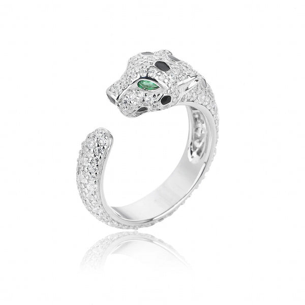 Muzo Green Emerald Eye Panthère Diamond Ring