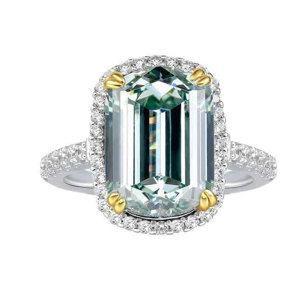Green Aquamarine And Diamond Halo Ring