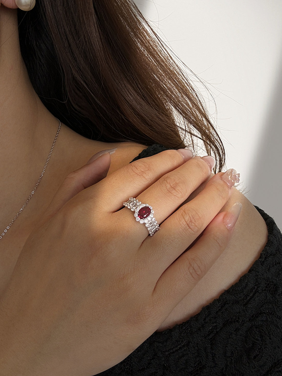 2.0ct Oval Cut Lab-grown Ruby & Diamond Ring