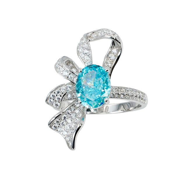 Paraiba Tourmaline And Diamond Bowknot Ribbon Ring