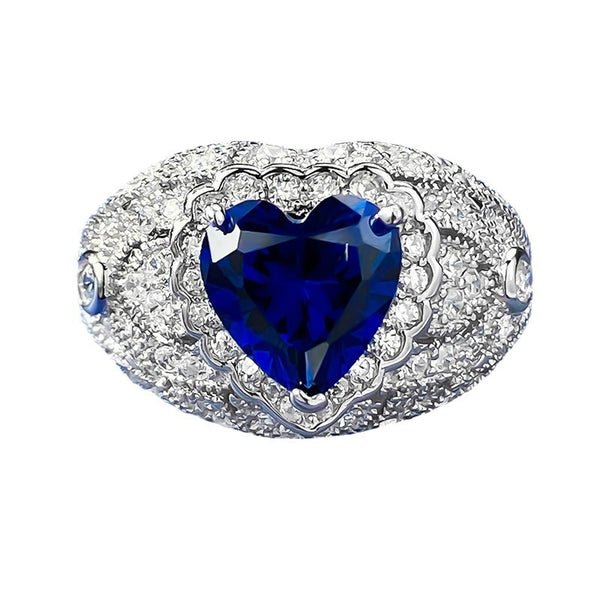 Vintage Heart-Shaped Blue Sapphire Ring