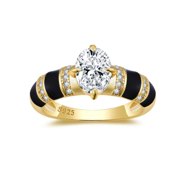 Old Money Black Enamel Diamond Ring 2.8 CT