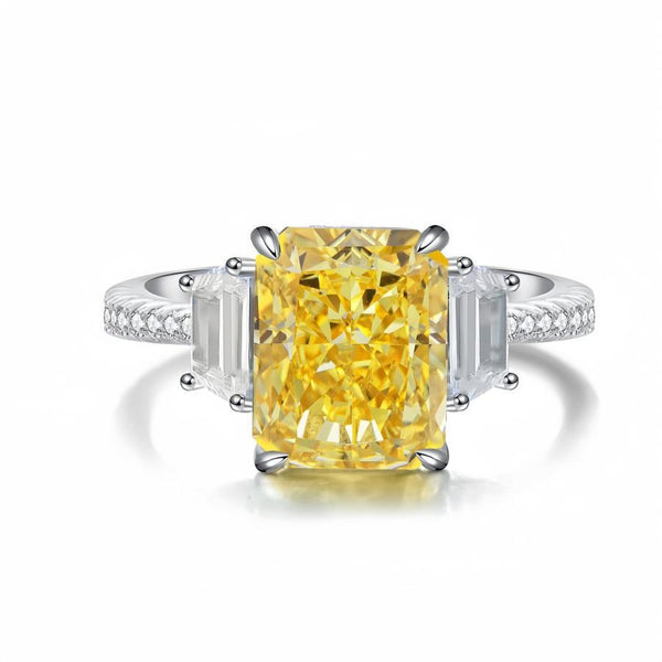 4.0ct Fancy Vivid Yellow Radiant Cut Diamond Ring