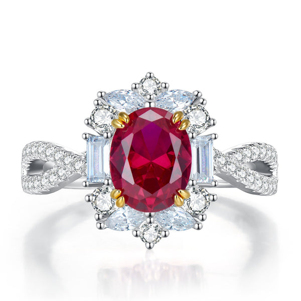 Vintage Oval Cut Pigeon Blood Ruby Diamond Ring