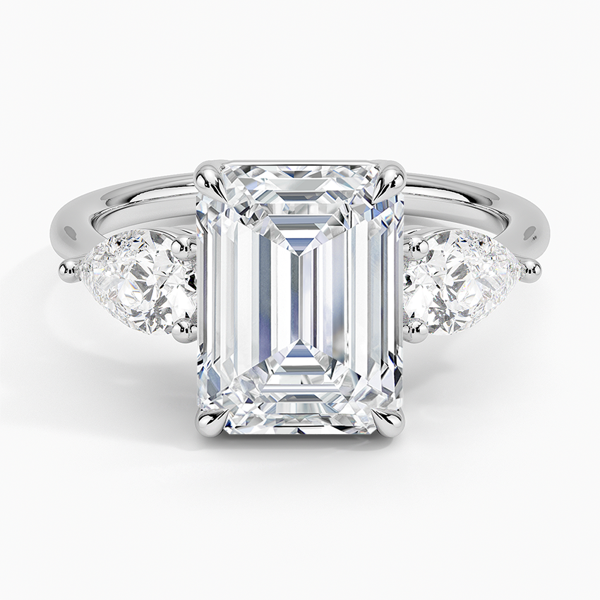 5.0 CT Three Stone Emerald Cut Engagement Ring