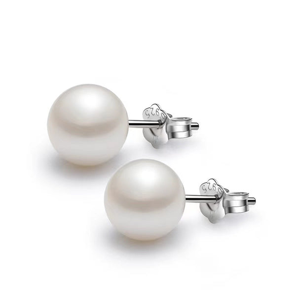 Classic Swarovski Crystal Pearl Stud Earrings White
