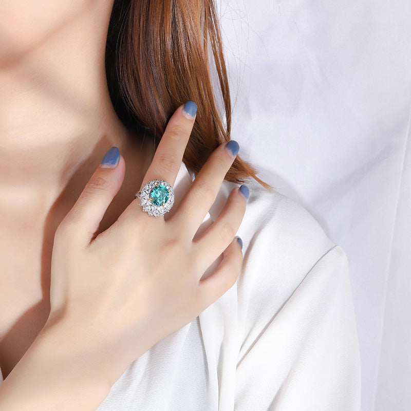 Paraiba Tourmaline Full Pavé Ring
