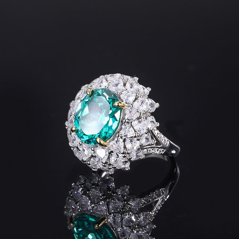 Paraiba Tourmaline Full Pavé Ring