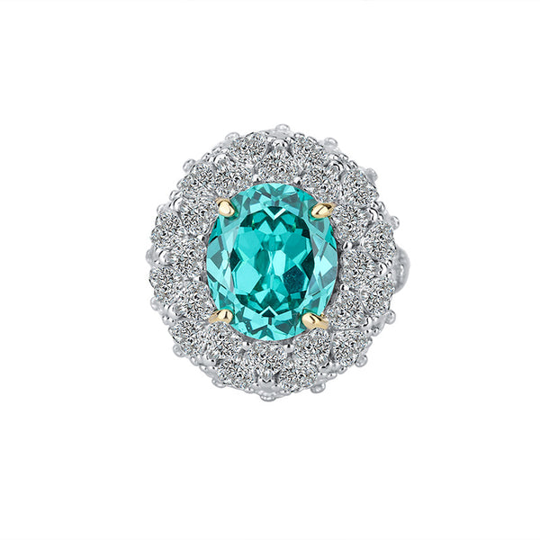 Paraiba Tourmaline Full Pavé Ring