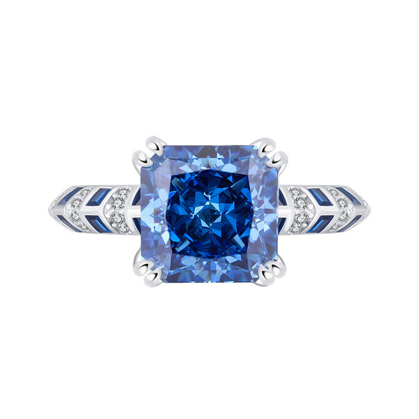 Vintage Crushed Ice Cut Blue Sapphire Ring